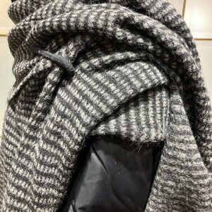 SARAH PACINI Italy Designer Scarf Black Grey Striped Knit Oversized 100" Long